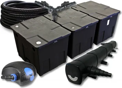 Produktbild von SunSun Komplettset: CBF-350C Teichfilter bis 90000 L Teichfilteranlage Durchlauffilter, CTF-12000 Teichpumpe 12000l/h 100W, CUV-272 Teichklärer UVC Klärer mit 72W, 25m Teichschlauch 25 mm, Y-Verteiler