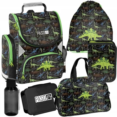 Immagine prodotto di Set scolastico Mega – Dinosauri: set da 6 pezzi con zainetto per bambini e bambine, classi 1–4 sDINO