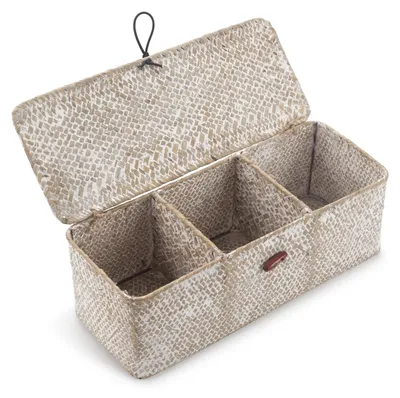 Image de Panier en osier pour le stockage, avec couvercle et compartiments pour l'organisation