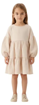 Immagine prodotto di Abito da bambina – Taglia 122 – Beige – 100% cotone – Elegante e traspirante