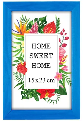 Produktbild von MG Design Blau Bilderrahmen 15 x 23 cm - Aus echtem Holz mit Acrylglas, zum Aufhängen & Aufstellen, für Fotos, Poster & Puzzle