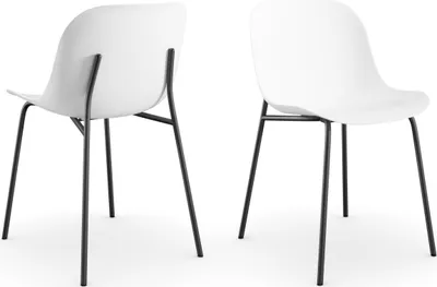 Produktbild von Orca | Esszimmerstühle 2er Set aus Kunststoff Weiß mit Beinen aus Metall Schwarz
