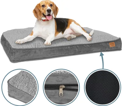 Produktbild von ib style® HAPPY DREAMS M Hundebett 82x58 cm Grau Körbchen für Hunde & Katzen Haustierbett mit Reißverschluss Anti-Rutsch Unterseite