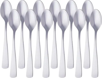 Productafbeelding van Koffielepels - Roestvrij staal - Vierkante rand - 14,2 cm - Spiegelglans - Vaatwasserbestendig