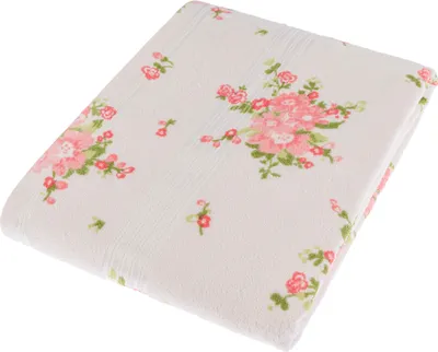 Produktbild von HOMESCAPES Frottee Badetuch mit romantischem Vintage Blumen-Print 100% Baumwolle 100x150cm – creme
