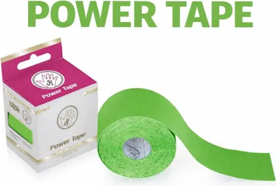 Zdjęcie produktu dla Taśma Kinezjologiczna Bawełniana Zielona 200g/m2 POWER Tape 5 cm x 5m