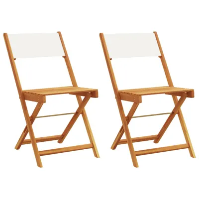 Produktbild von Bistrostühle 2 Stk. Cremeweiß Massivholz Akazie & Stoff