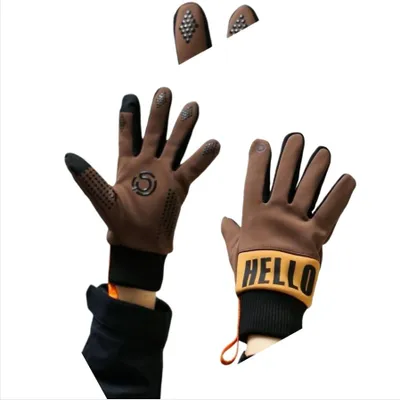 Produktbild von INF Winter Fleece Fahrradhandschuhe für Herren - Winddicht, Warm, Touchscreen Braun