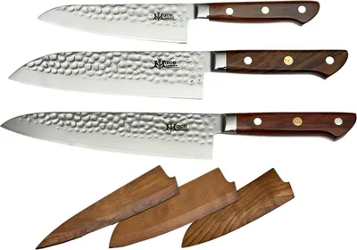 Produktbild von MaceMaker FUJI SanMai Küchenmesser mit Holzscheide Set 3 Stück
