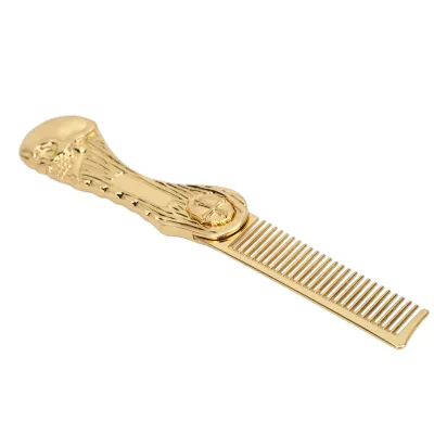 Produktbild von Faltbare Haarbürste aus Zinklegierung, antistatisch, mit Ölfunktion, Haarkamm, Friseurkamm, Gold