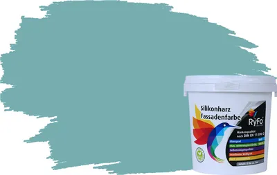 Produktbild von RyFo Colors Silikonharz Fassadenfarbe Lotuseffekt Trend Pastelltürkis 1l  - bunte Fassadenfarbe, weitere Grün Farbtöne und Größen erhältlich, Deckkraft Klasse 1