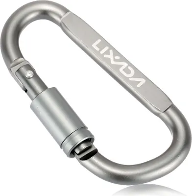 Obrázok produktu pre Lixada – karabína z hliníkovej zliatiny s D-krúžkom, nastavovacím skrutkovacím mechanizmom a závesným háčikom, s prackou, na kľúče, pre outdoor, kempovanie a turistiku