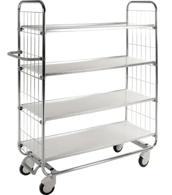 Produktbild von Kongamek Bordwagen verzinkt mit 4 laminierten Böden 1200x425mm und Bremse