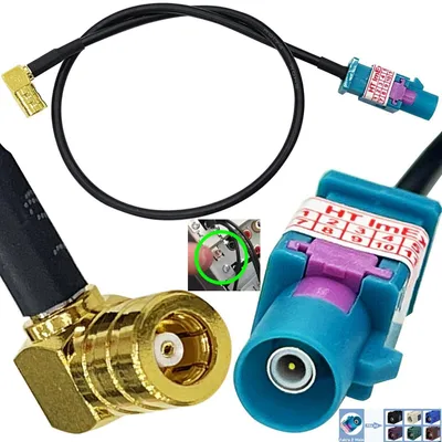 Produktbild von FAKRA Stecker (m) auf SMB Buchse Kupplung (f) 90° Antennenadapter GPS Navi DAB