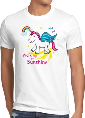 Produktbild von style3 Unicorn Walking on Sunshine Herren T-Shirt Einhorn
