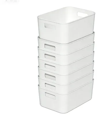 Produktbild von 10 Stück Kunststoff Aufbewahrungsboxen mit Griffen - Stapelbare Organizerboxen für Küche und Badezimmer