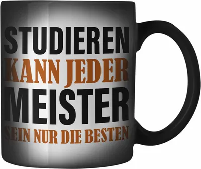 Produktbild von Trendation - Meisterprüfung Bestanden Geschenke Meister Prüfung Farbwechsel Zauber-Tassen Männer Metallbauer Dachdecker Maler Elektrotechnik Elektronik Schreiner (Schwarz)
