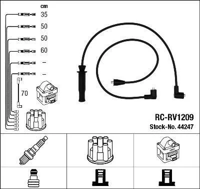 Produktbild von NGK 44247 Zündkabelsatz Zündleitungssatz für ROVER 400 (XW)