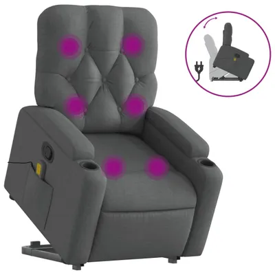 Produktbild von vidaXL Massagesessel mit Aufstehhilfe Dunkelgrau Stoff