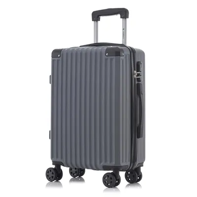 Produktbild von Koffer Trolley Reisekoffer Suitcase, Rollkoffer Handgepäck ,mit 4 Rollen360°, Hartschalenreisekoffer, Zahlenschloss, Weicher Gummigriff(M, Grau)