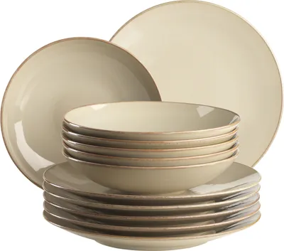 Produktbild von Mäser 931734 Tafelservice Ossia für 6 Personen, Steinzeug, grau (1 Set, 12-teilig)
