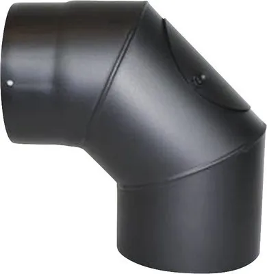Produktbild von Ofenrohr-Bogen 90° Ø120 mm mit Tür senotherm lackiert schwarz metallic