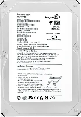 Obrázek produktu pro Pevný disk Seagate 160Gb ST3160827AS 8Mb Cache 7200Rpm Sata 3,5" palce
