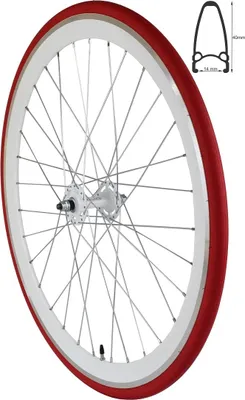 Produktbild von REDONDO 28 Zoll Vorderrad Singlespeed Fixie Laufrad Felge Weiß Rot + Reifen