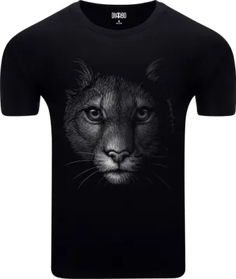 Produktbild von Diarbo Herren T-Shirt mit Aufdruck Wildtierporträts Pantherkopf Schwarz Gr.L