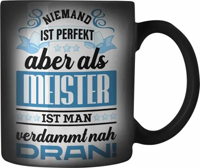 Produktbild von Trendation - Meisterprüfung Bestanden Geschenke Meister Prüfung Farbwechsel Zauber-Tasse Männer Metallbauer Schreiner Dachdecker Maler Elektrotechnik Elektronik (Schwarz)