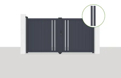 Produktbild von Flügeltor 3x1,6m GIONA + 2 EIFEL-Pfosten H.190cm Grau