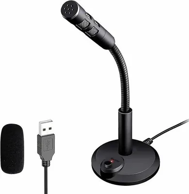 Obrázek produktu pro USB mikrofon pro stolní počítače, streamování a podcasting – Plug and Play – kabel 1,5 m – černý