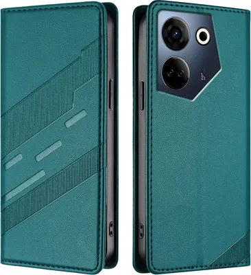 Produktbild von Hülle für Tecno Camon 20 4G/Camon 20 Pro 4G, Kunstleder Brieftaschen Handyhülle mit Kartenfach und Standfunktion Grün