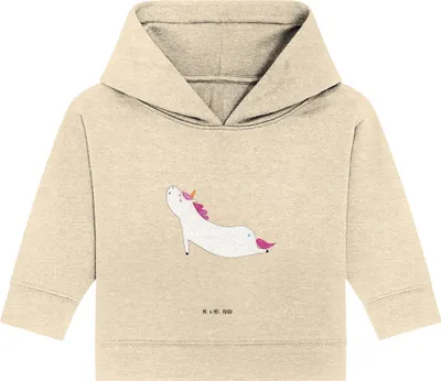 Produktbild von Mr. & Mrs. Panda Organic Baby Hoodie Einhorn Yoga 24. - 36. Monat - Natural Raw - Geschenk, Kapuzensweatshirt, Unicorn, Lustig, Namaste, Kapuzenshirt, Einhörner, Sport