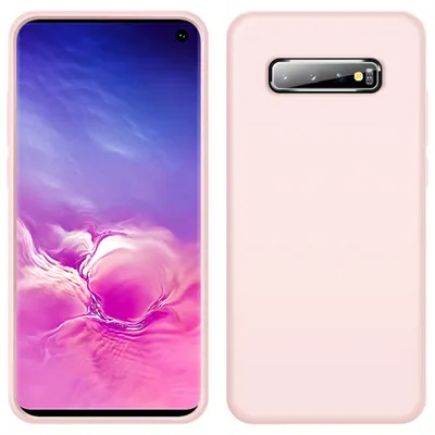 Image de Boîtier Galaxy S10, étui en silicone liquide résistant aux chocs et aux rayures, étui de protection pour Samsung Galaxy S10 rose