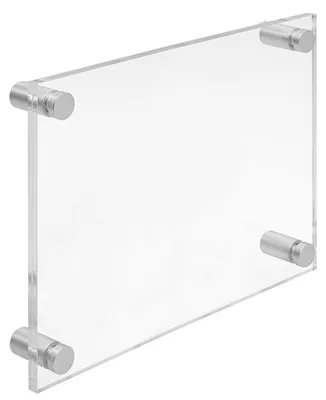 Produktbild von Firmenschild Namensschild Acrylglas DIN A4 – inkl. 4 Messing-Abstandshalter 13×19 mm, Silber Türschild