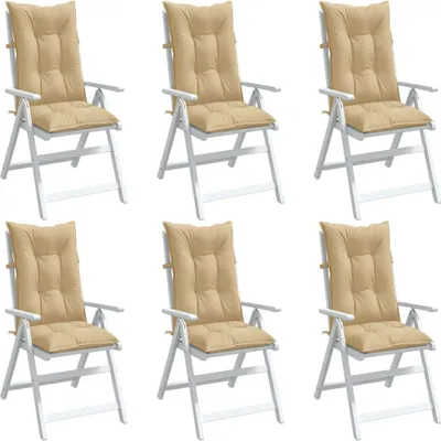 Produktbild von 2024 cloris Hochlehner-Auflagen 6 Stk. Melange Beige 120x50x7 cm Stoff - Gartenmöbelauflagen“2024 cloris