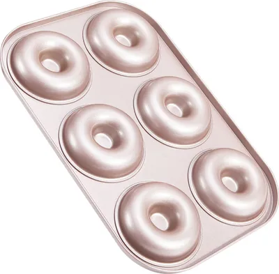 Image de CANDeal Moule à beignets antiadhésif à 6 empreintes, Pour des beignets individuels de 8,9 cm ou des friandises cuites au four, Moule à mini bagels à 6 empreintes pour le four