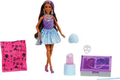 Produktbild von Barbie Party Unboxed Glam Party Serie violette glitzernde Puppe und Accessoires mit 10 Überraschungen, Modepuppe, Weiblich, 3 Jahr(e), Junge/Mädchen, 296 mm, 280 g