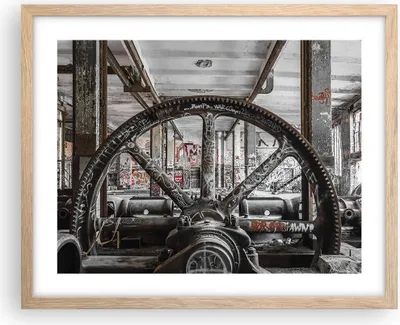 Produktbild von Gerahmtes Poster - Rahmen in heller Eiche - Maschine Industrie Graffiti - 50x40 cm - Wand Bild - Wanddeko - Wandbilder - Wandposter - Bilderrahmen - Bilder - Kunstdruck - Wandbild - P2NAA50x40-4304