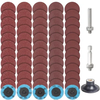 Productafbeelding van Schuurvelset, 63 stuks, 50 mm, Roloc snelwissel systeem, korrelgrofte 36-240, geschikt voor haakse slijpmachines, metaal, hout, staal