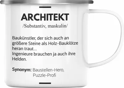Produktbild von Trendation - Architekt Geschenke Emaille Tasse Lustig Emaille Emaille Tasse mit Spruch Architektur Architekten Geschenkidee Spruch (Silber)