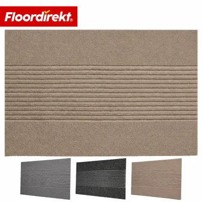 Immagine prodotto di Floordirekt Tappetino antisporco Circa, tappetino lavabile per interni ed esterni, tappetino antiscivolo piatto, resistente alle intemperie - Righe beige, 70x120 cm