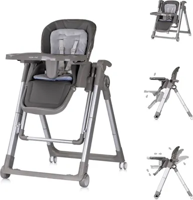 Produktbild von Chipolino Kinderhochstuhl 2 in 1 Super Chef Babyschaukel, Fußstütze, klappbar grau