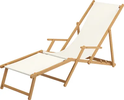 Produktbild von Sonnenliege weiß Liegestuhl klappbare Gartenliege Deckchair Strandstuhl Gartenmöbel Holz 10-303NF