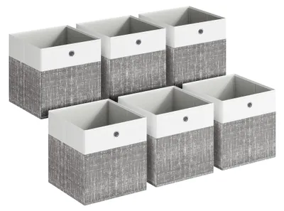 Produktbild von Aufbewahrungsbox, 6er-Set, Aufbewahrungskörbe, Organizerboxen mit PP-Paneelen, geruchsneutral, faltbar, Stoffbox für Würfelregale, 30 x 30 x 30 cm