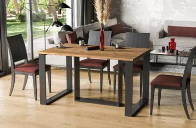 Produktbild von Endo-Möbel Esstisch ausziehbar Borys Bis 130cm - 310cm Kufengestell Kufen Metall Kulissentisch (Craft Eiche)