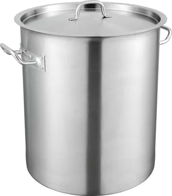 Productafbeelding van Kochtopf 39,7 liter, roestvrij staal, 350 x 410 mm. Grote soeppan met composietbodem, geschikt als aspergepan, sauspan. Praktische pan voor in de keuken. Geschikt voor grote hoeveelheden ingrediënten, geschikt voor inductiekookplaten. Inductiepan