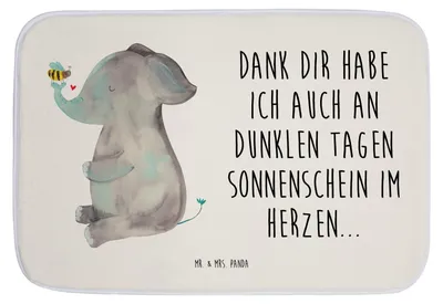 Produktbild von Mr. & Mrs. Panda Teppich Bad Elefant Biene - Weiß - Geschenk, Fürs, duschmatte, Badematte, Liebesspruch, Liebe, Gute Laune, Heiratsantrag, Badezimmer Matte, Badteppich