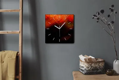 Produktbild von Coloray Hodiny Unikátní 30x30 cm  Tiché hodiny Pro obývací pokoj a kuchyň Nástěnné hodiny Plátno Bílé ručičky hodin - Oheň v noci
